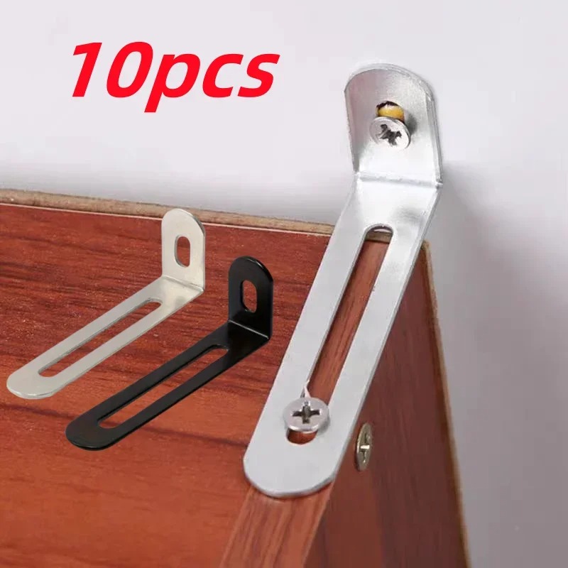 Furniture Hardware Black - 10 Peças de Suportes Angulares Ajustáveis