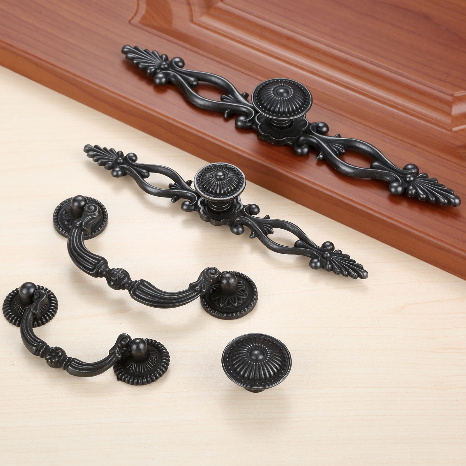 Vintage maçanetas para armário - Furniture Hardware Black avaliação e preço
